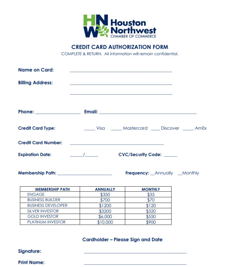MONTHLY DUES Houston Northwest Chamber of Commerce